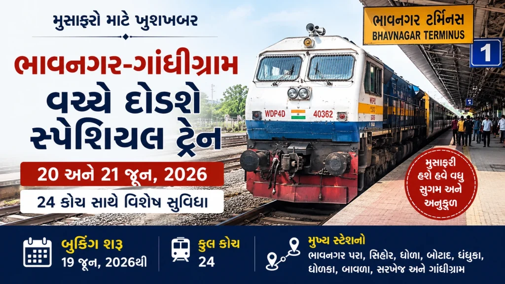 bhavnagar gandhigram special train june 2026