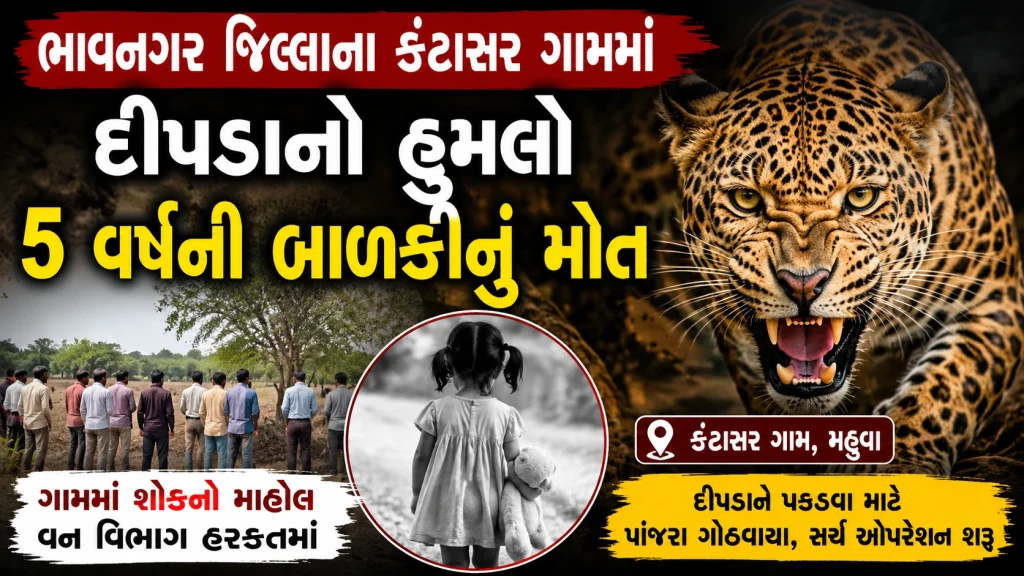 bhavnagar kuntasar village leopard attack girl